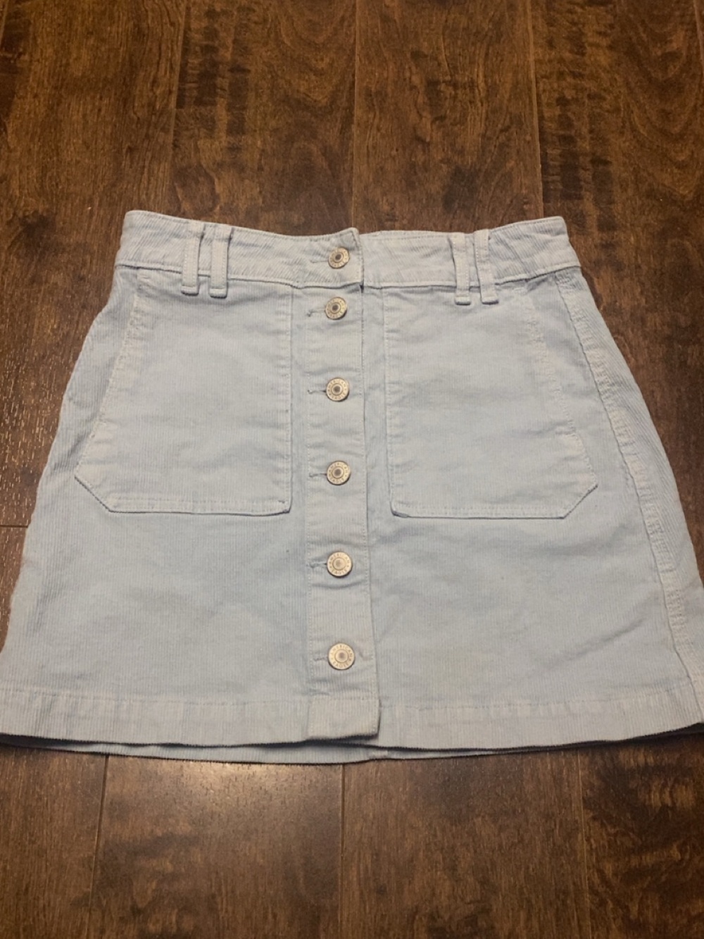 American Eagle Outfitters Light Blue Button-Front Mini Skirt